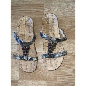 Vionic womens sandals brown animal print snake